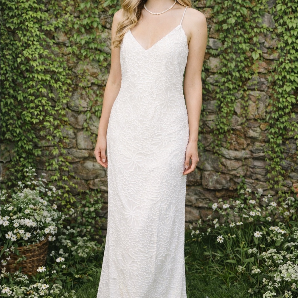 NIKKI REED FOR REVOLVE Ivory Indie Bride Cottagecore Lace Slip Dress, S - Picture 2 of 13